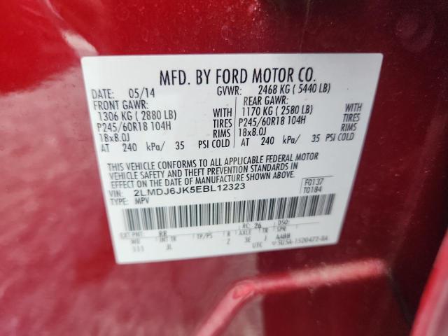 2LMDJ6JK5EBL12323 - 2014 LINCOLN MKX RED photo 14