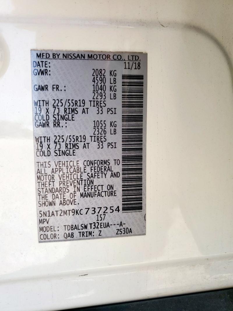 5N1AT2MT9KC737254 - 2019 NISSAN ROGUE S Ağ foto 13