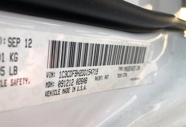 1C3CDFBH2DD154719 - 2013 DODGE DART SXT WHITE photo 10