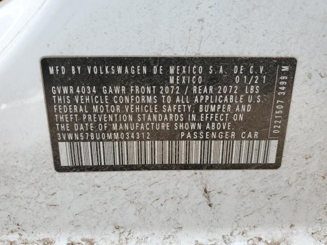 3VWN57BU0MM034312 - 2021 VOLKSWAGEN JETTA S WHITE photo 13