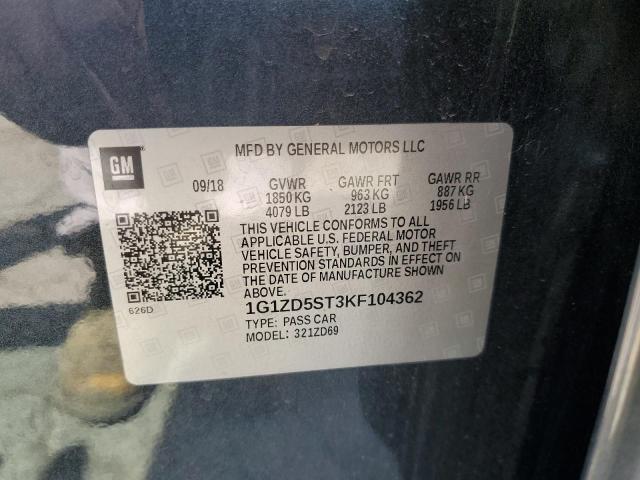 1G1ZD5ST3KF104362 - 2019 CHEVROLET MALIBU LT Mavi foto 13