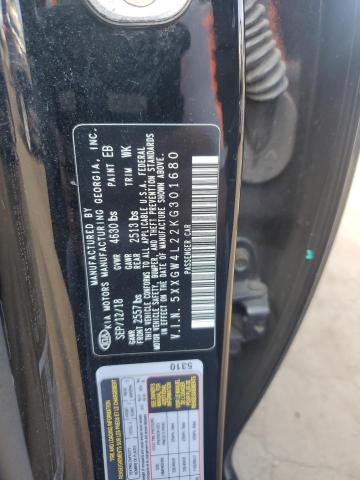 5XXGW4L22KG301680 - 2019 KIA OPTIMA SX 黑色 照片 12