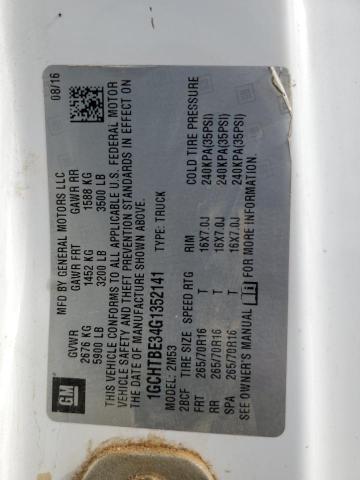 1GCHTBE34G1352141 - 2016 CHEVROLET COLORADO WHITE photo 12