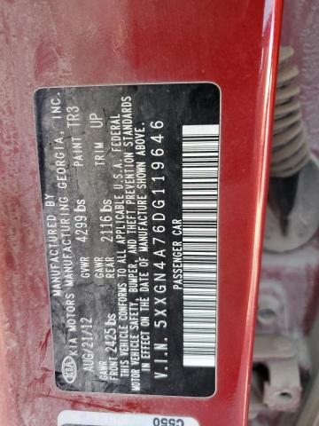 5XXGN4A76DG119646 - 2013 KIA OPTIMA EX BURGUNDY photo 12