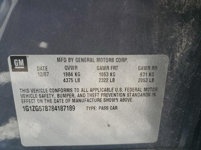 1G1ZG57B784187189 - 2008 CHEVROLET MALIBU LS CHARCOAL photo 12