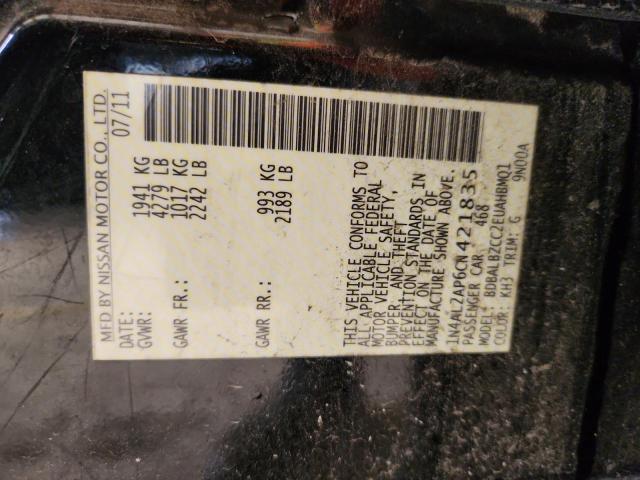 1N4AL2AP6CN421835 - 2012 NISSAN ALTIMA BASE BLACK photo 12