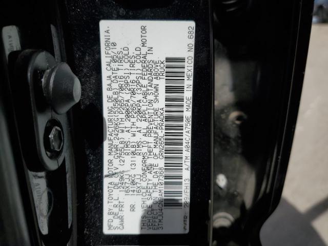 3TMJU4GN9AM107368 - 2010 TOYOTA TACOMA DOUBLE CAB PRERUNNER BLACK photo 12