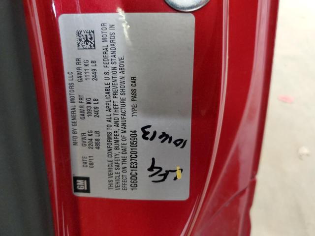 1G6DC1E37C0105904 - 2012 CADILLAC CTS წითელი ფოტო 12