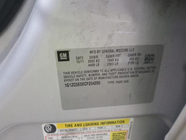 1G1ZC5E0XCF204285 - 2012 CHEVROLET MALIBU 1LT SILVER photo 13