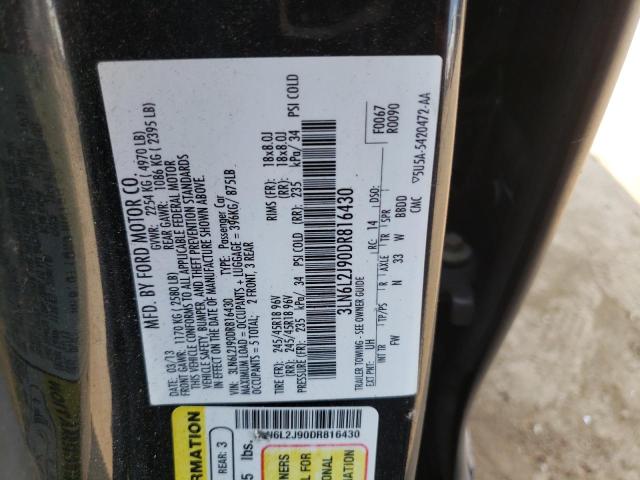 3LN6L2J90DR816430 - 2013 LINCOLN MKZ BLACK photo 13