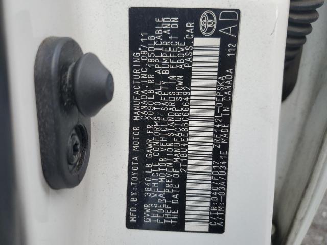 2T1BU4EE8BC666492 - 2011 TOYOTA COROLLA BASE 白色 照片 12