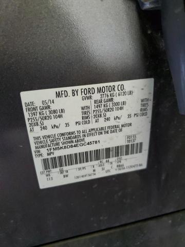 1FM5K8D84EGC45781 - 2014 FORD EXPLORER XLT GRAY photo 13