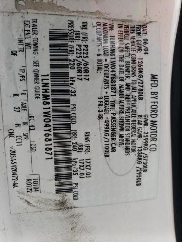 1LNHM81W04Y681871 - 2004 LINCOLN TOWN CAR EXECUTIVE WHITE photo 12