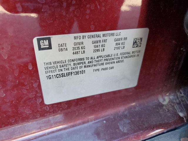 1G11C5SL6FF136101 - 2015 CHEVROLET MALIBU 1LT MAROON photo 12