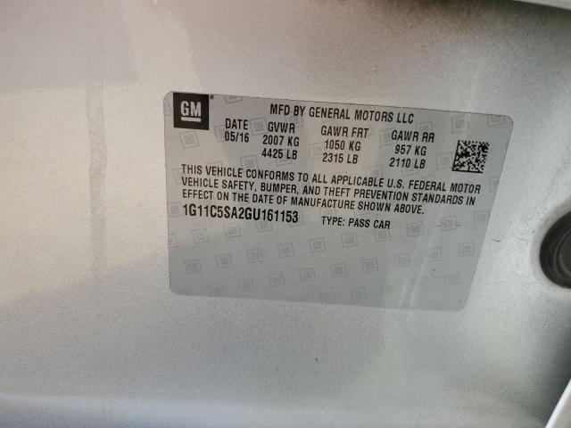 1G11C5SA2GU161153 - 2016 CHEVROLET MALIBU LIM LT 银色 照片 12