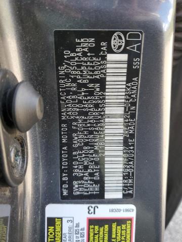 2T1BU4EE9AC455512 - 2010 TOYOTA COROLLA BASE 灰色 照片 12