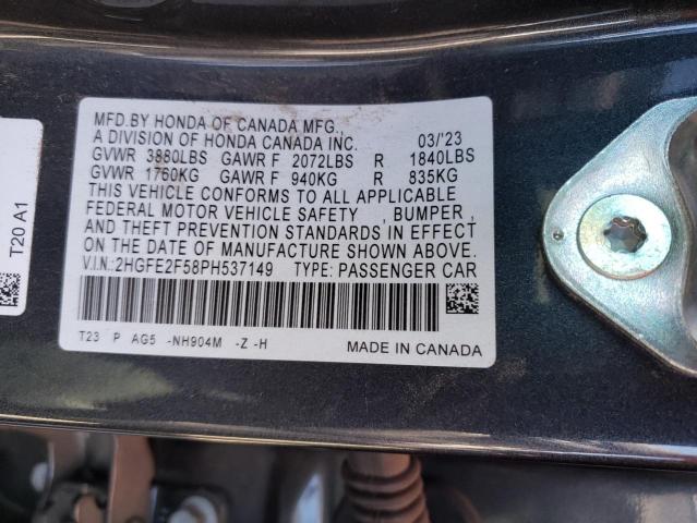 2HGFE2F58PH537149 - 2023 HONDA CIVIC SPORT 灰色 照片 12