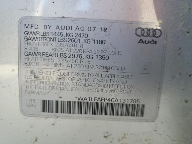 WA1LFAFP4CA131785 - 2012 AUDI Q5 PREMIUM PLUS 银色 照片 13