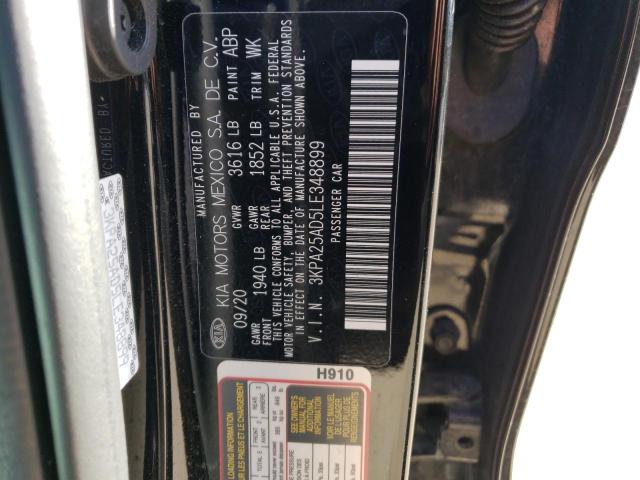 3KPA25AD5LE348899 - 2020 KIA RIO LX BLACK photo 12
