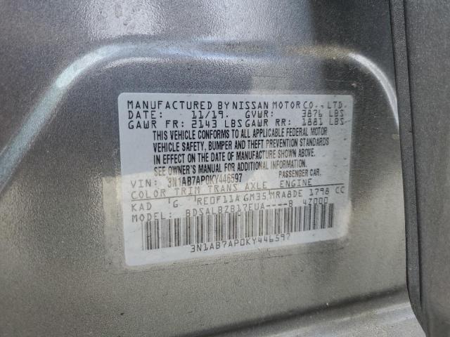 3N1AB7AP0KY446597 - 2019 NISSAN SENTRA S 灰色 照片 13