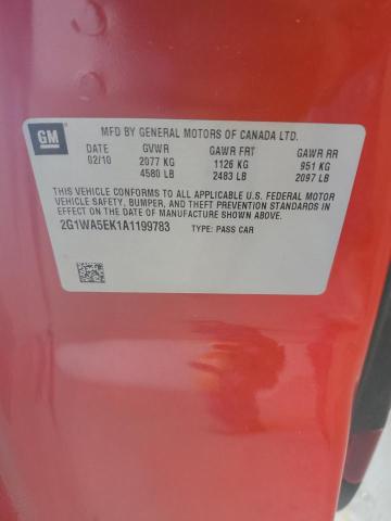 2G1WA5EK1A1199783 - 2010 CHEVROLET IMPALA LS RED photo 12