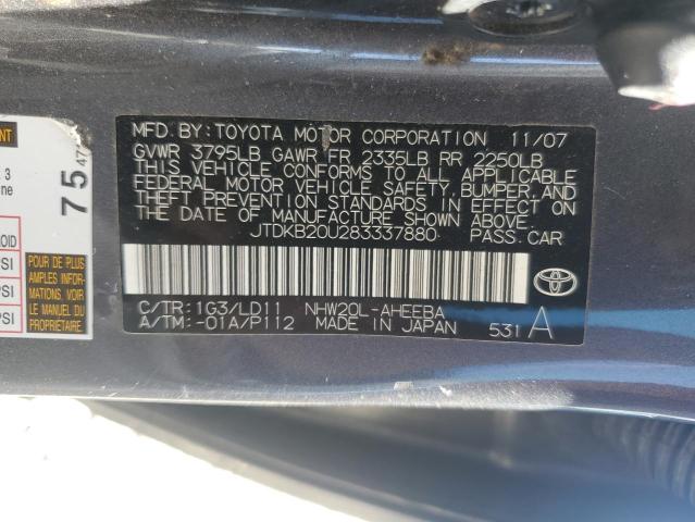 JTDKB20U283337880 - 2008 TOYOTA PRIUS GRAY photo 12