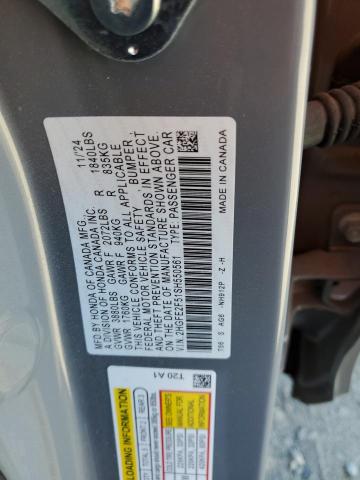 2HGFE2F51SH550561 - 2025 HONDA CIVIC SPORT GRAY photo 12