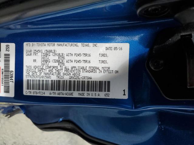 5TFRZ5CN7GX015601 - 2016 TOYOTA TACOMA ACCESS CAB Көк фото 12