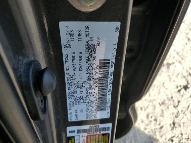 5TFJX4GN3FX042204 - 2015 TOYOTA TACOMA DOUBLE CAB PRERUNNER CHARCOAL photo 12