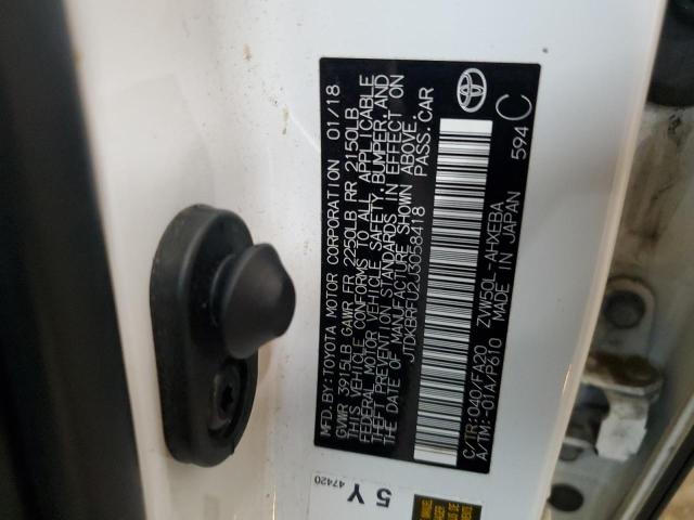 JTDKBRFU2J3058418 - 2018 TOYOTA PRIUS WHITE photo 12