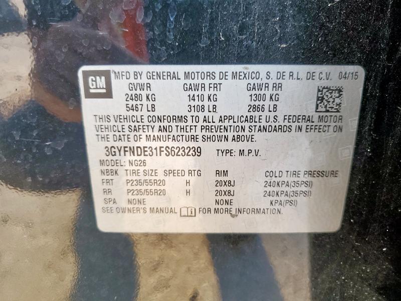 3GYFNDE31FS623239 - 2015 CADILLAC SRX PREMIUM COLLECTION Siyah fotoğraf 13