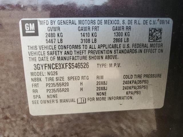 3GYFNCE3XFS546526 - 2015 CADILLAC SRX PERFORMANCE COLLECTION Burgund zdjęcie 13