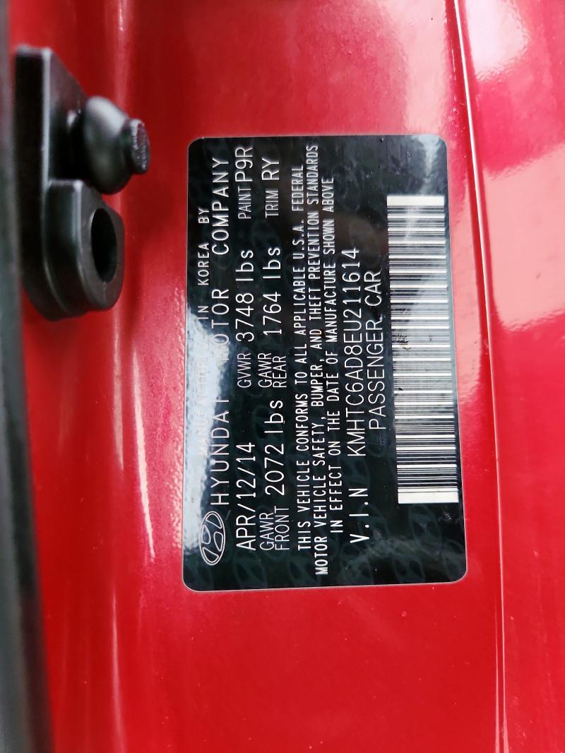 KMHTC6AD8EU211614 - 2014 HYUNDAI VELOSTER RED photo 12