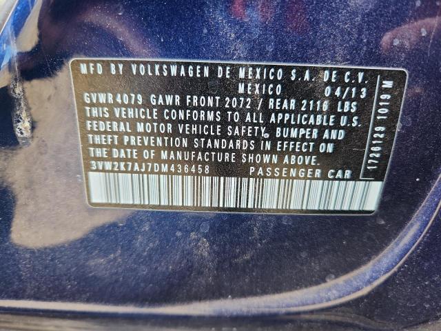 3VW2K7AJ7DM436458 - 2013 VOLKSWAGEN JETTA BASE BLUE photo 12
