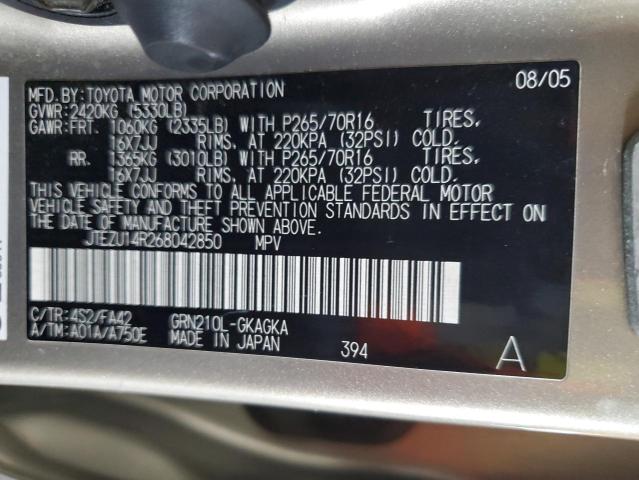 JTEZU14R268042850 - 2006 TOYOTA 4RUNNER SR5 GOLD photo 12