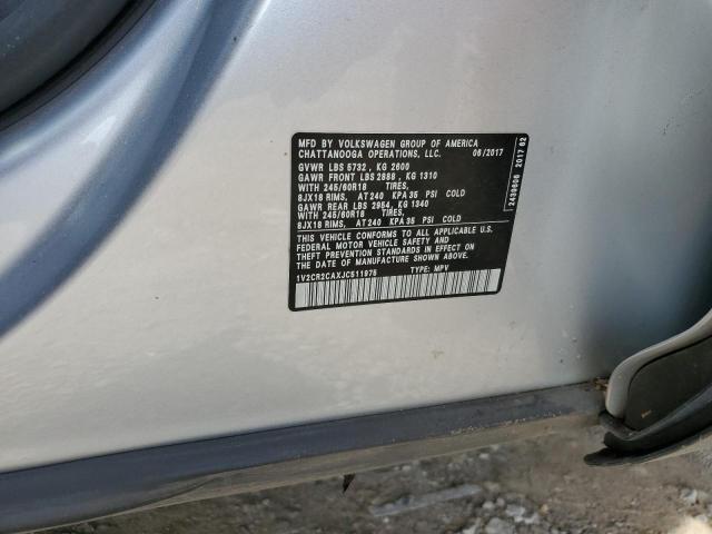 1V2CR2CAXJC511975 - 2018 VOLKSWAGEN ATLAS SE Plata foto 13