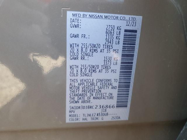 5N1DR3DJ8RC236866 - 2024 NISSAN PATHFINDER PLATINUM Qəhvəyi foto 13