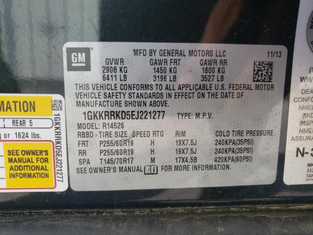 1GKKRRKD5EJ221277 - 2014 GMC ACADIA SLT-1 შავი ფოტო 13