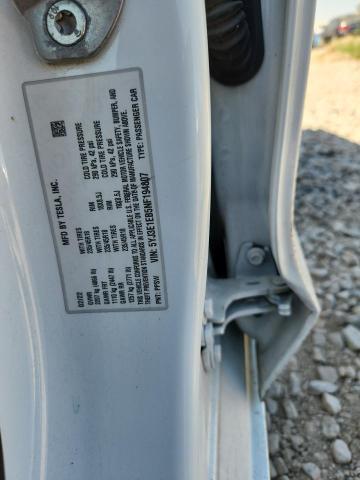 5YJ3E1EB5NF194807 - 2022 TESLA MODEL 3 WHITE photo 12