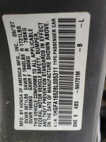 1HGFA16528L005311 - 2008 HONDA CIVIC LX 青色 照片 12