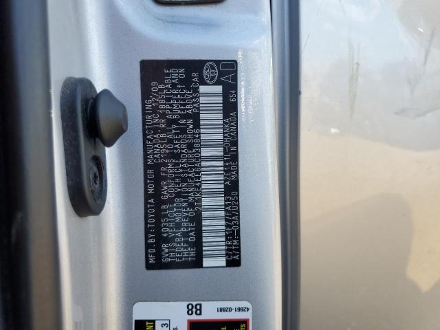 2T1KE4EE6AC038846 - 2010 TOYOTA COROLLA MA S SILVER photo 13