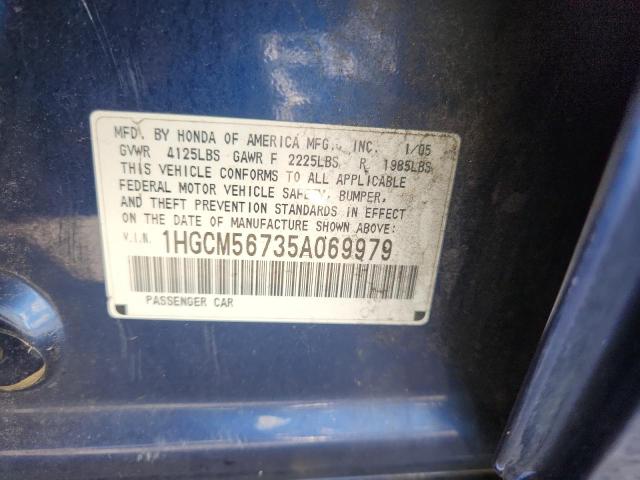 1HGCM56735A069979 - 2005 HONDA ACCORD EX BLUE photo 13