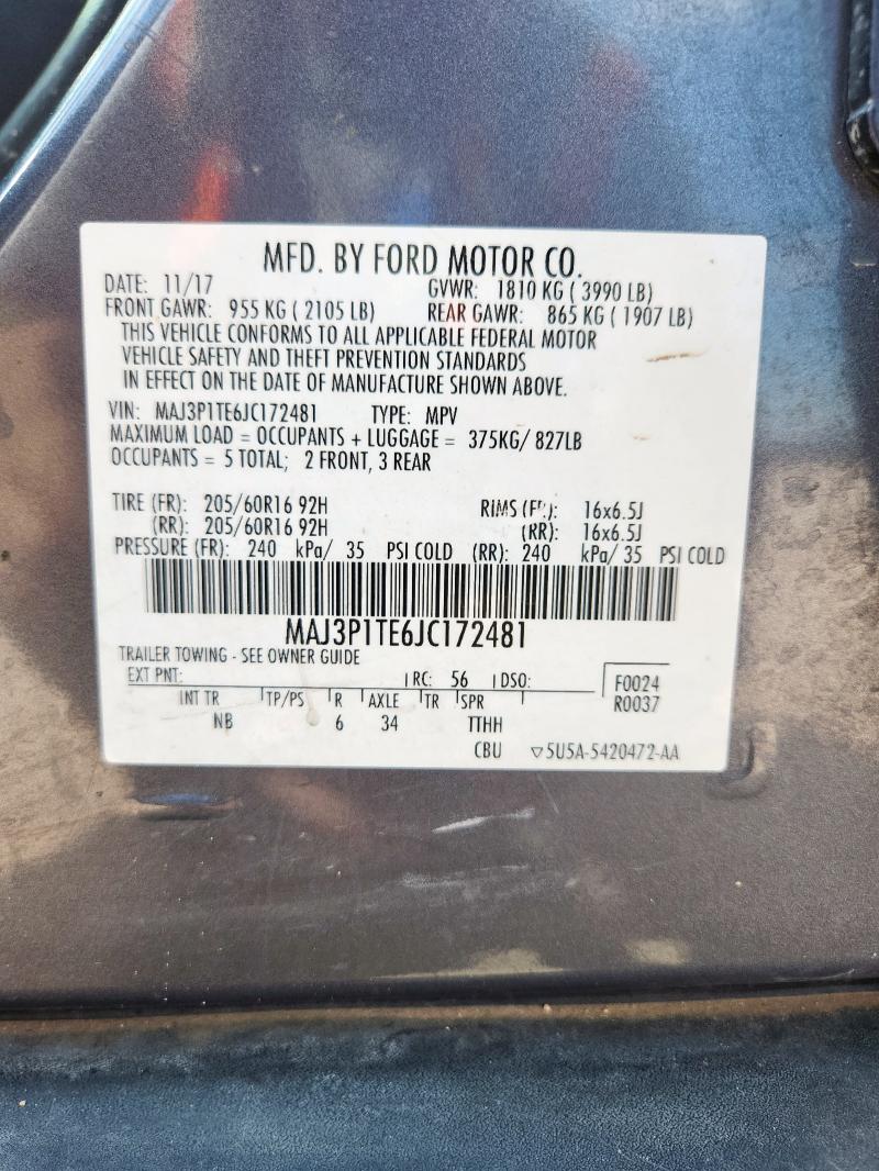 MAJ3P1TE6JC172481 - 2018 FORD ECOSPORT SE Графитовый фото 13