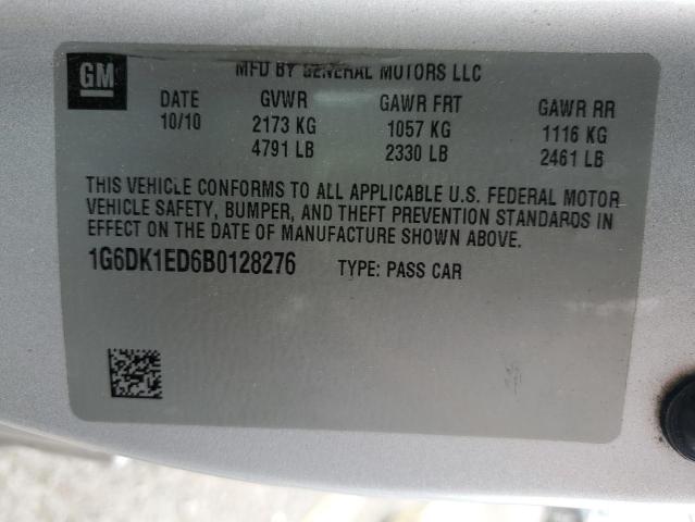 1G6DK1ED6B0128276 - 2011 CADILLAC CTS PERFORMANCE COLLECTION ვერცხლისფერი ფოტო 13