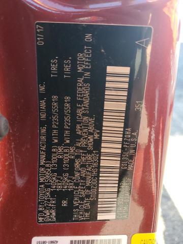 5TDDZ3DC1HS163021 - 2017 TOYOTA SIENNA XLE ბურგუნდია ფოტო 13