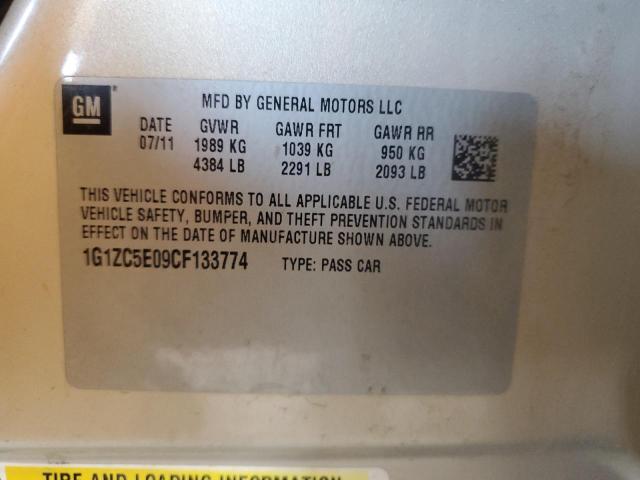 1G1ZC5E09CF133774 - 2012 CHEVROLET MALIBU 1LT Argent photo 12