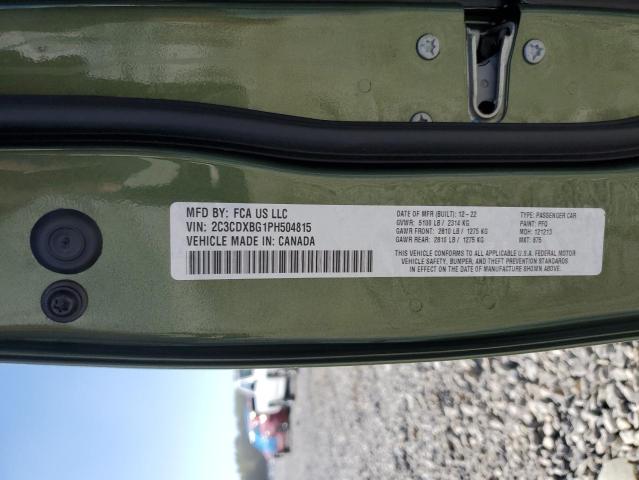 2C3CDXBG1PH504815 - 2023 DODGE CHARGER SXT GREEN photo 12