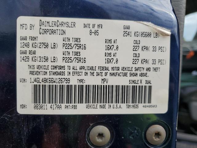 1J4GL48K66W126799 - 2006 JEEP LIBERTY SPORT შავი ფოტო 13