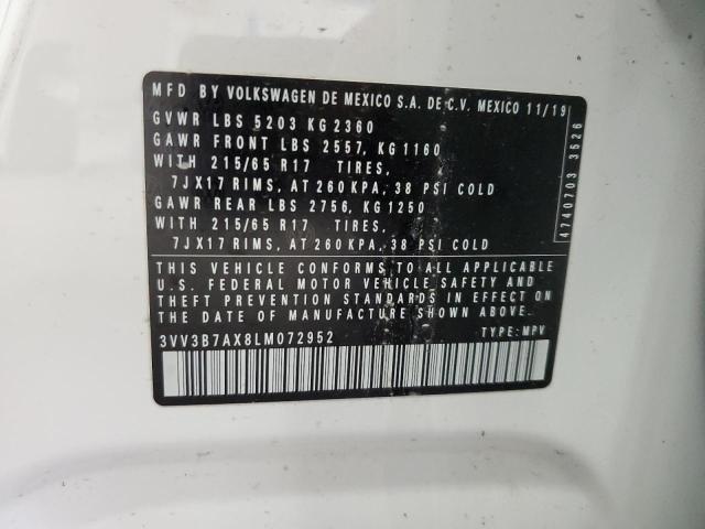 3VV3B7AX8LM072952 - 2020 VOLKSWAGEN TIGUAN SE თეთრი ფოტო 13