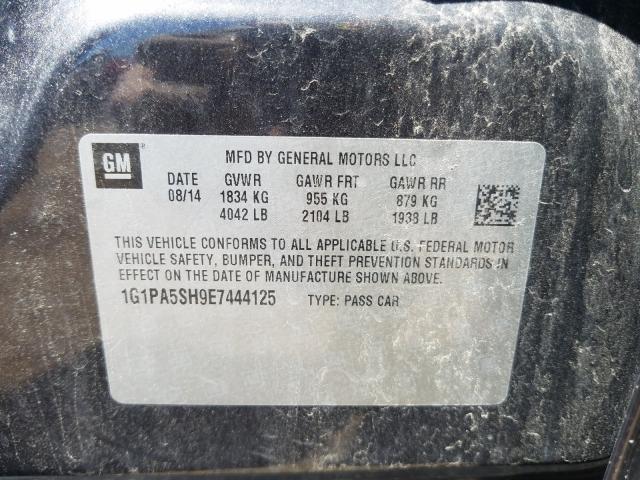 1G1PA5SH9E7444125 - 2014 CHEVROLET CRUZE LS GRAY photo 10